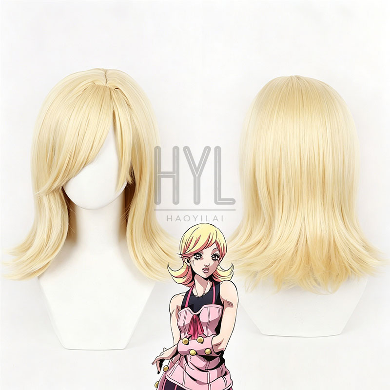 Men'S Yellow Accessories - Anime JOJO Lucy Steel Cosplay Wig