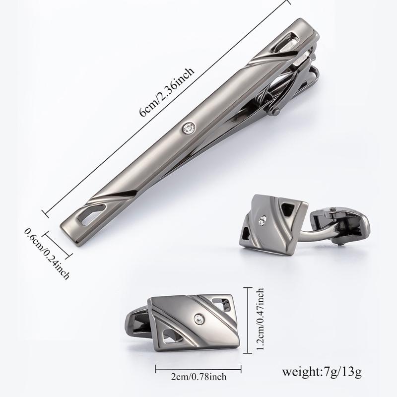 Tie Clip Set - Luxury Alloy Tie Clip and Cufflinks