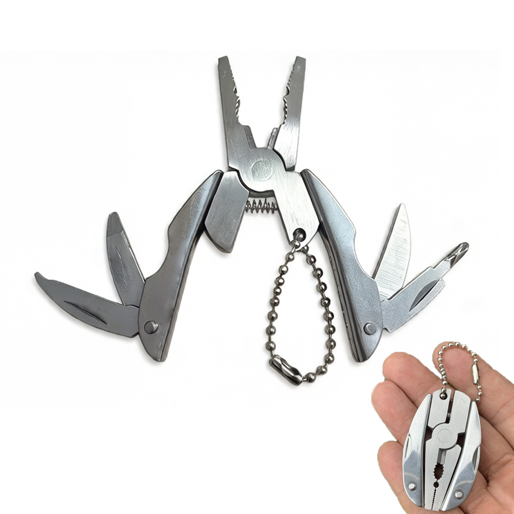 Keychain Multi Tool - Mini Stainless Steel Multi-Tool Keychain Pliers