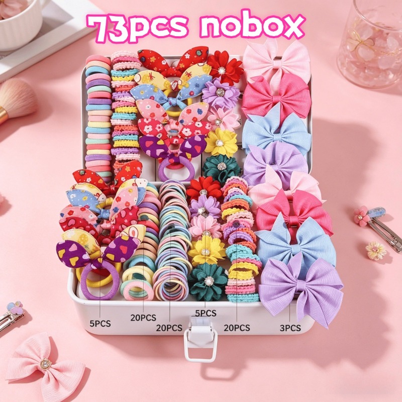 Tie Clip Set - 73PCS New Fabric Girls Hair Accessories