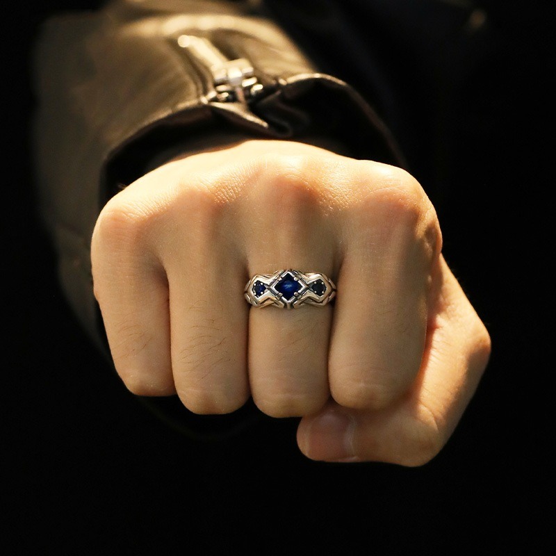 New retro blue zircon ring for - Men'S Accessories High End review and price