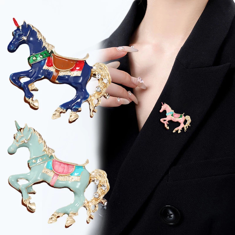 Vintage Enamel Horse Brooches  - Men Accessories Bouquet review and price