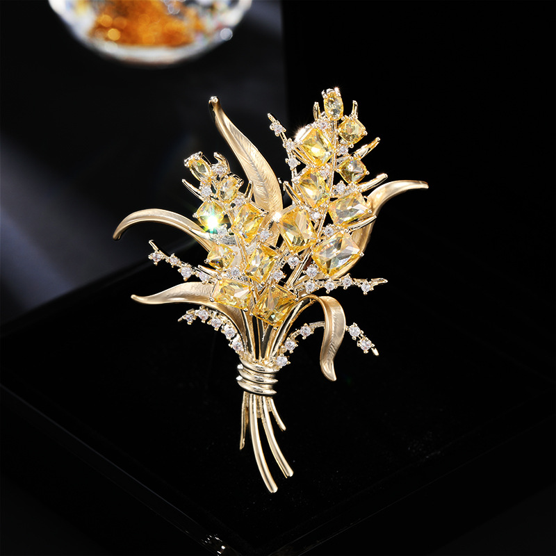 Fashion Zircon Wheat Ear Brooc - Men Accessories Bouquet review and price