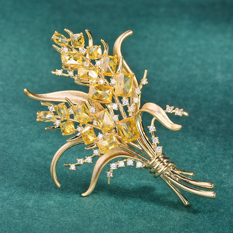 Fashion Zircon Wheat Ear Brooc - Men Accessories Bouquet review and price