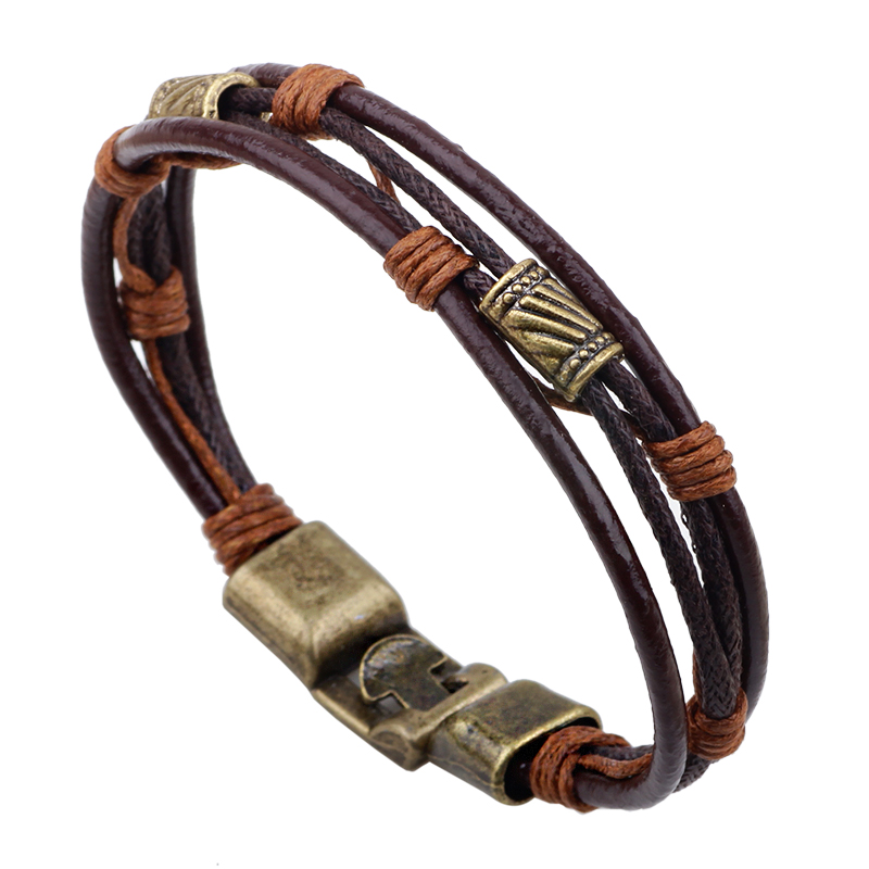 22cm Three Layers Leather Brac - Men'S Accessories Hand Bands review and price