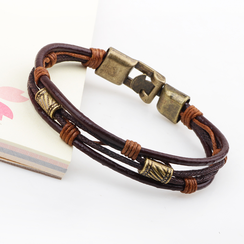 22cm Three Layers Leather Brac - Men'S Accessories Hand Bands review and price
